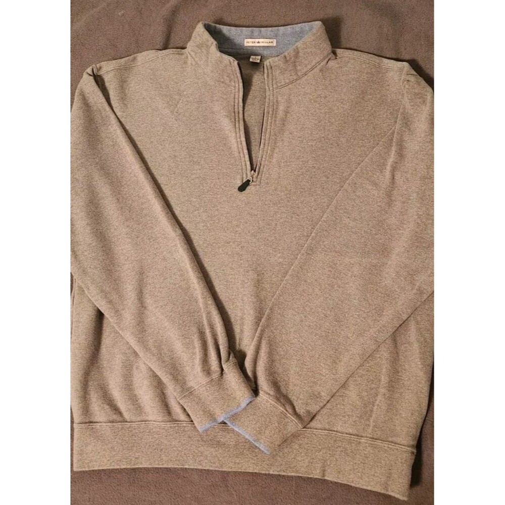 Peter Millar 1/4 Zip Heavy Sweatshirt Pullover Men’s L Grey Sporty Golf Preppy